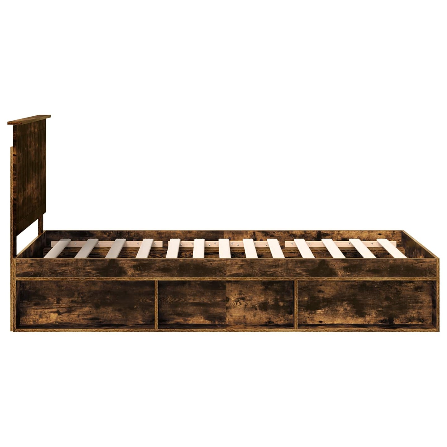 Bed Frame Smoked Oak 100 x 200 cm Solid Pine Wood