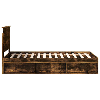 Bed Frame Smoked Oak 100 x 200 cm Solid Pine Wood