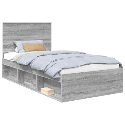 Bed Frame Grey Sonoma 100 x 200 cm Solid Pine Wood