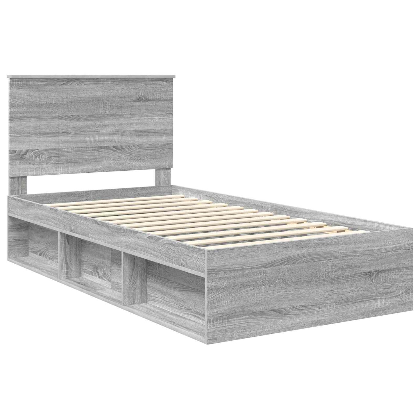 Bed Frame Grey Sonoma 100 x 200 cm Solid Pine Wood