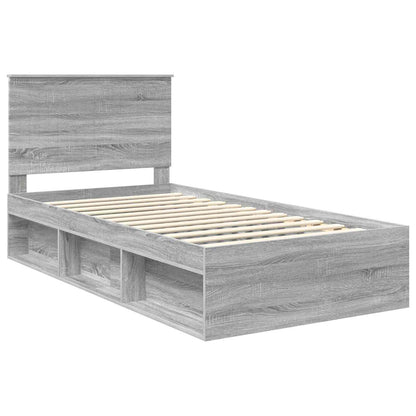 Bed Frame Grey Sonoma 100 x 200 cm Solid Pine Wood