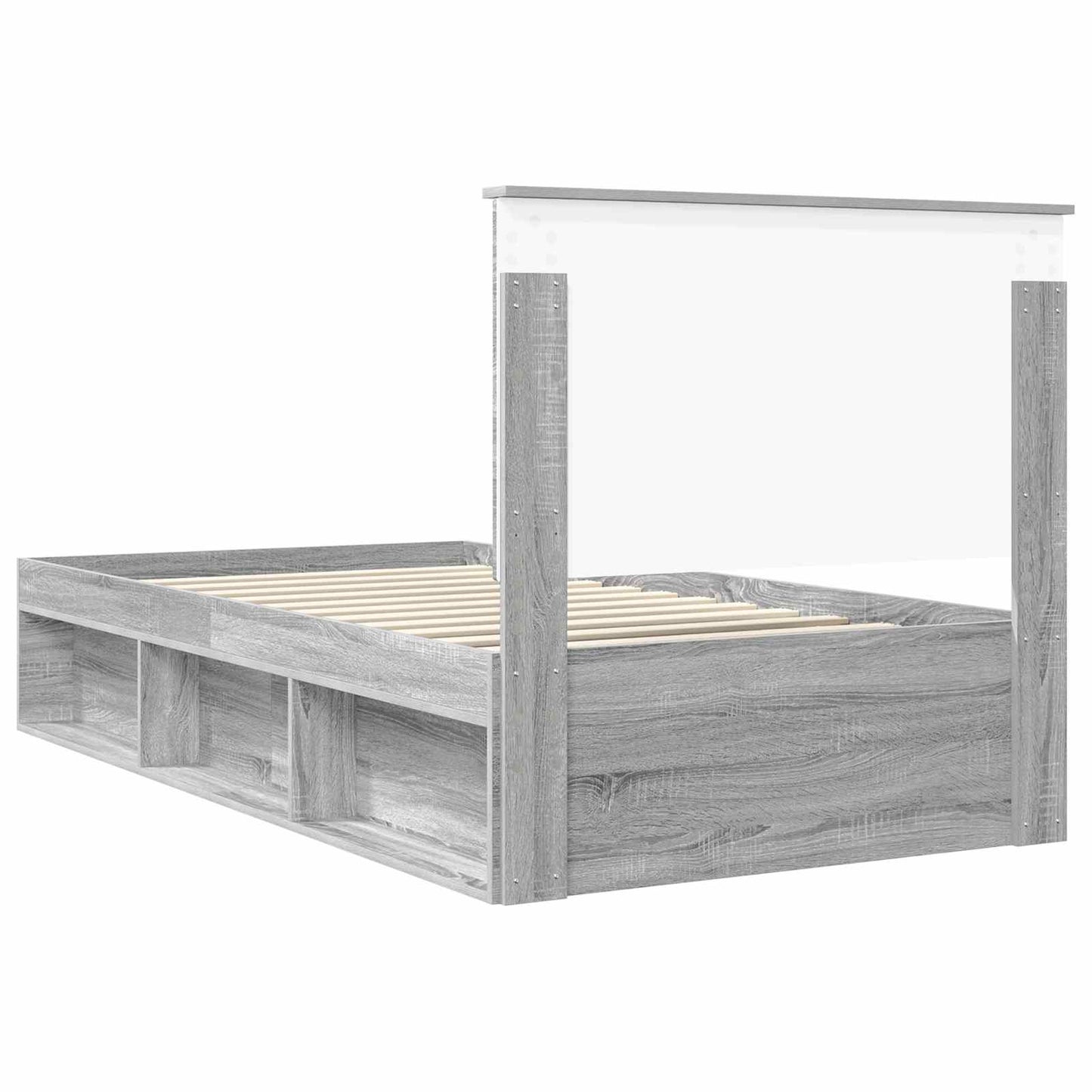 Bed Frame Grey Sonoma 100 x 200 cm Solid Pine Wood