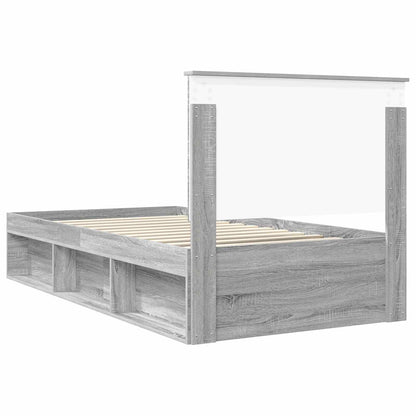 Bed Frame Grey Sonoma 100 x 200 cm Solid Pine Wood