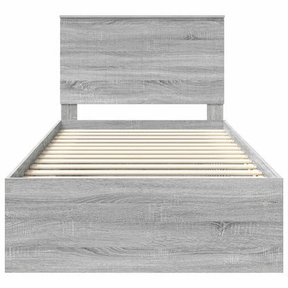 Bed Frame Grey Sonoma 100 x 200 cm Solid Pine Wood