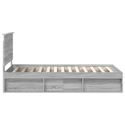 Bed Frame Grey Sonoma 100 x 200 cm Solid Pine Wood