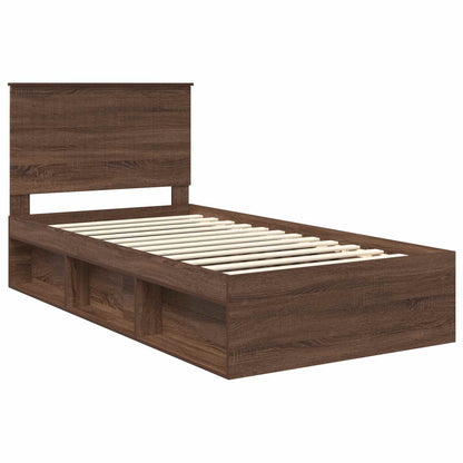 Bed Frame with Headboard Brown Oak 100 x 200 cm Solid Pine Wood
