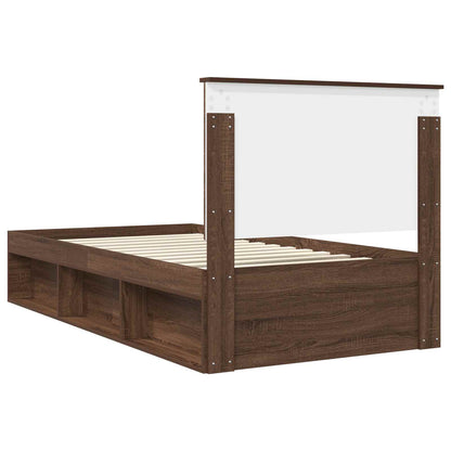 Bed Frame with Headboard Brown Oak 100 x 200 cm Solid Pine Wood