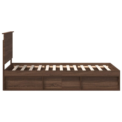 Bed Frame with Headboard Brown Oak 100 x 200 cm Solid Pine Wood