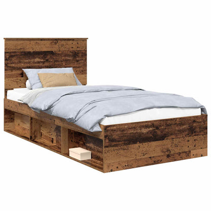 Bed Frame with Headboard Old Wood 100 x 200 cm Solid Pine Wood