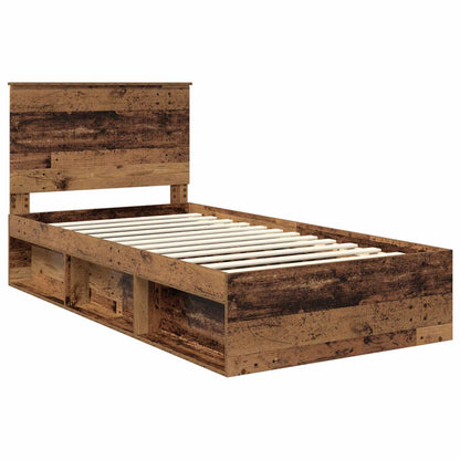 Bed Frame with Headboard Old Wood 100 x 200 cm Solid Pine Wood