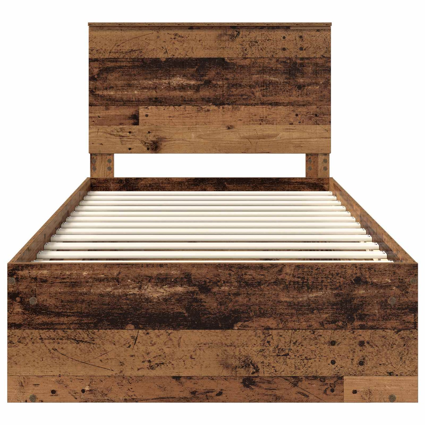 Bed Frame with Headboard Old Wood 100 x 200 cm Solid Pine Wood