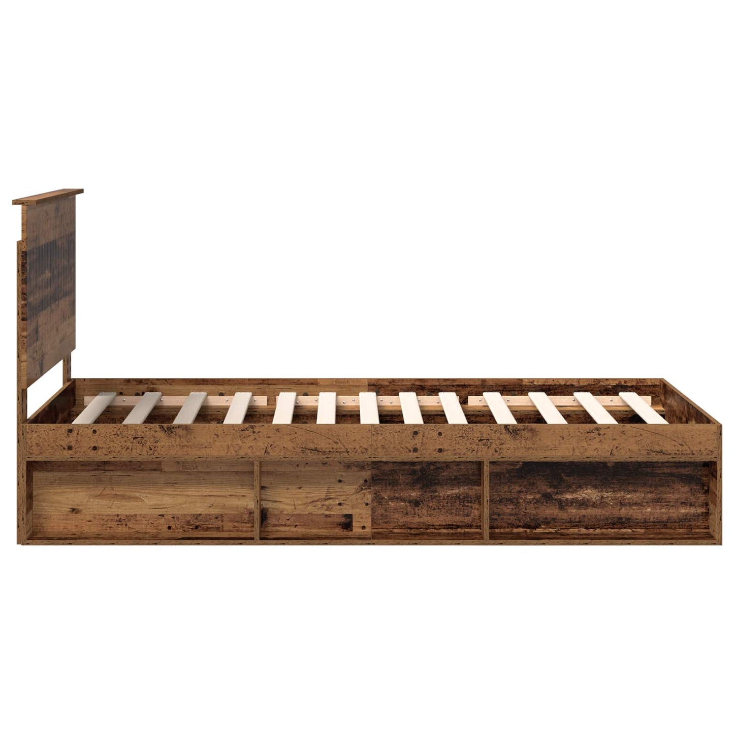 Bed Frame with Headboard Old Wood 100 x 200 cm Solid Pine Wood