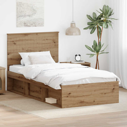 Bed Frame Artisian Oak 100 x 200 cm Solid Pine Wood