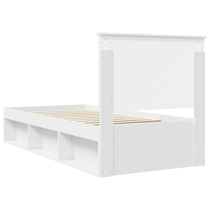 Bed Frame with Headboard White 90 x 200 cm Solid Pine Wood