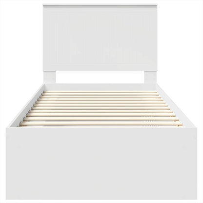 Bed Frame with Headboard White 90 x 200 cm Solid Pine Wood