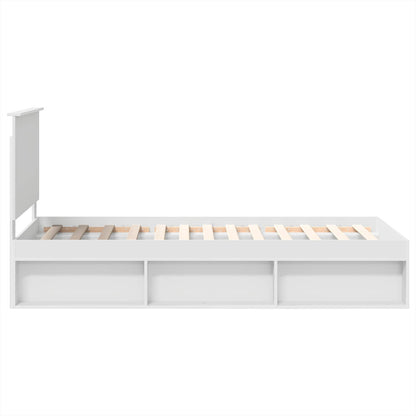 Bed Frame with Headboard White 90 x 200 cm Solid Pine Wood
