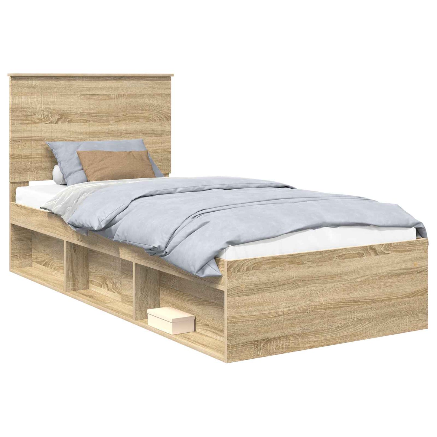 Bed Frame with Headboard Sonoma Oak 90 x 190 cm Solid Pine Wood