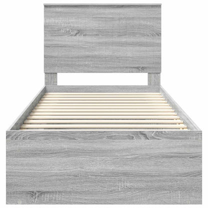 Bed Frame Grey Sonoma 90 x 190 cm Solid Pine Wood