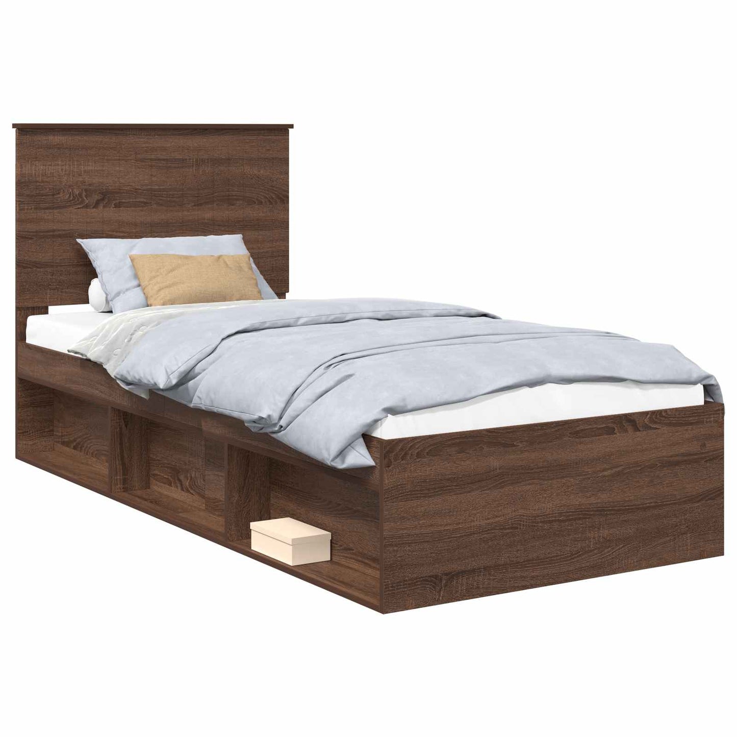 Bed Frame with Headboard Brown Oak 90 x 200 cm Solid Pine Wood