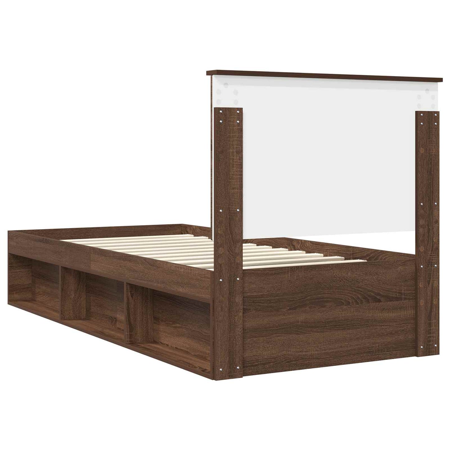 Bed Frame with Headboard Brown Oak 90 x 200 cm Solid Pine Wood