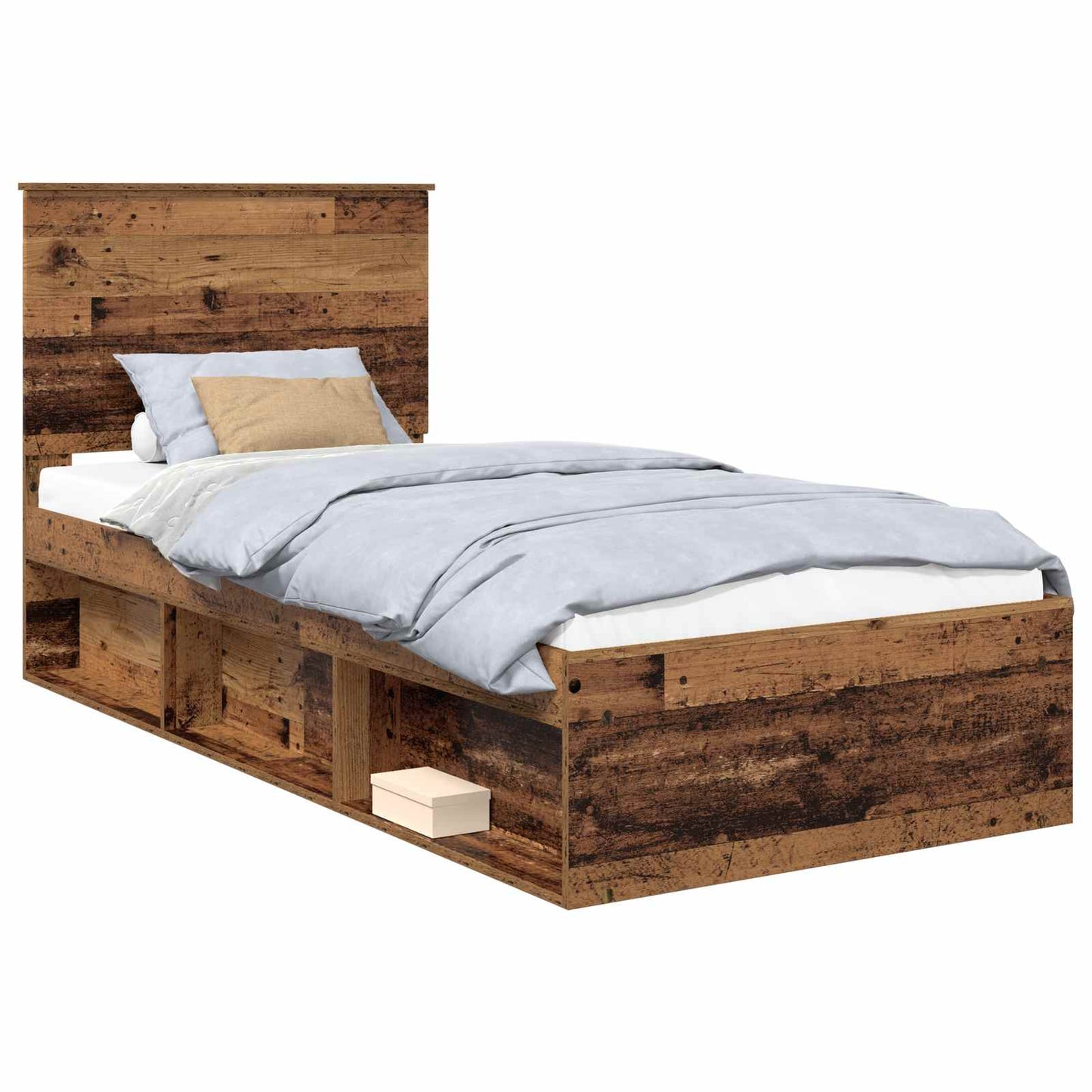 Bed Frame with Headboard Old Wood 90 x 200 cm Solid Pine Wood