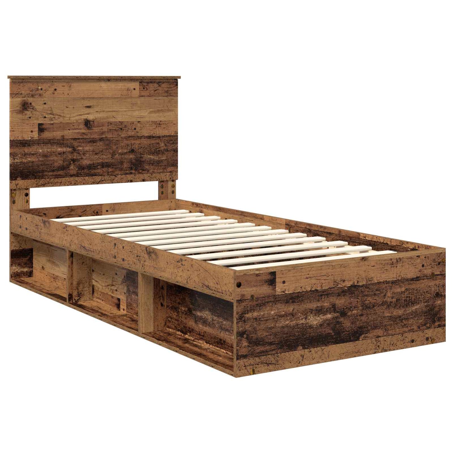 Bed Frame with Headboard Old Wood 90 x 200 cm Solid Pine Wood