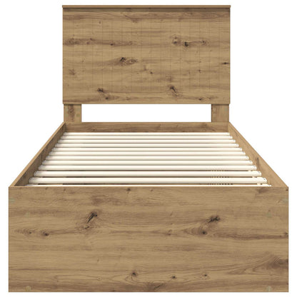Bed Frame Artisian Oak 90 x 200 cm Solid Pine Wood