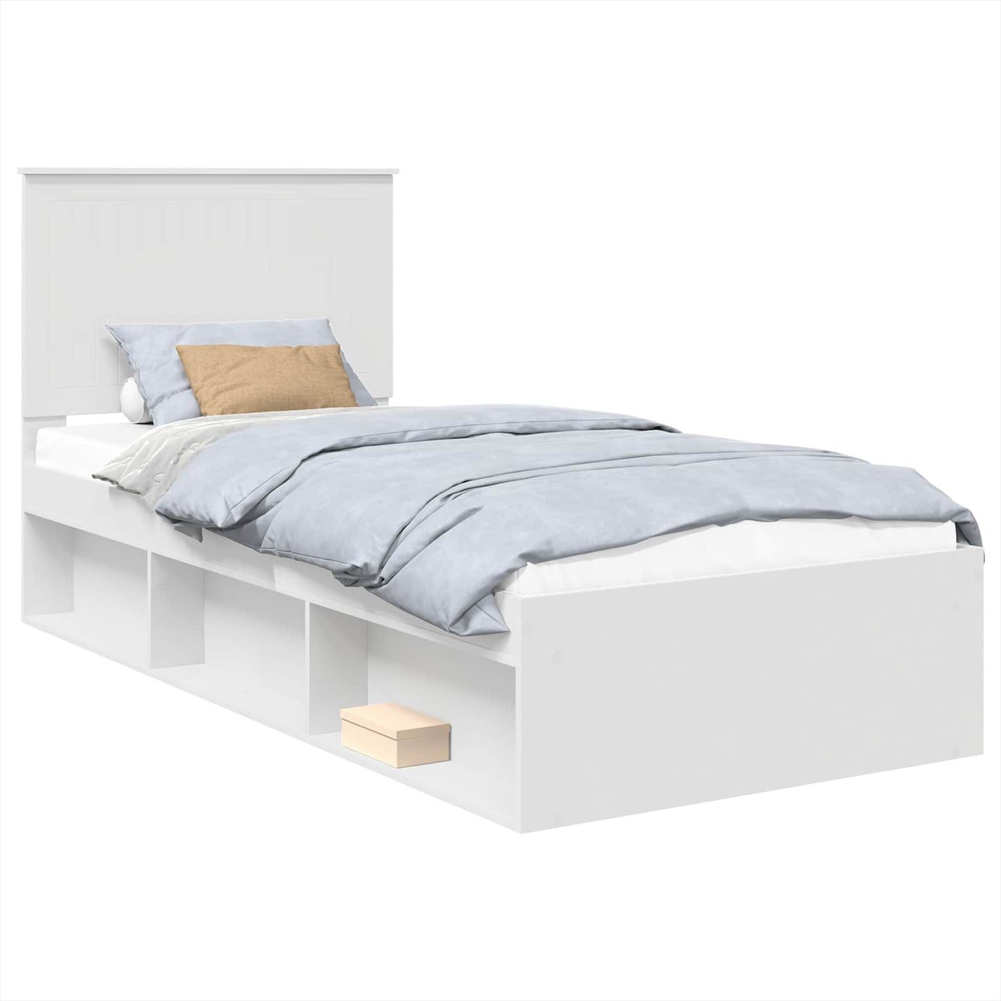 Bed Frame with Headboard White 90 x 190 cm Solid Pine Wood