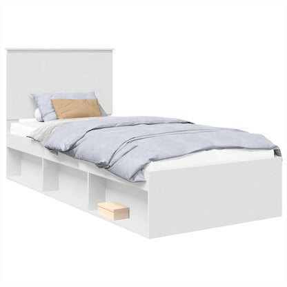 Bed Frame with Headboard White 90 x 190 cm Solid Pine Wood
