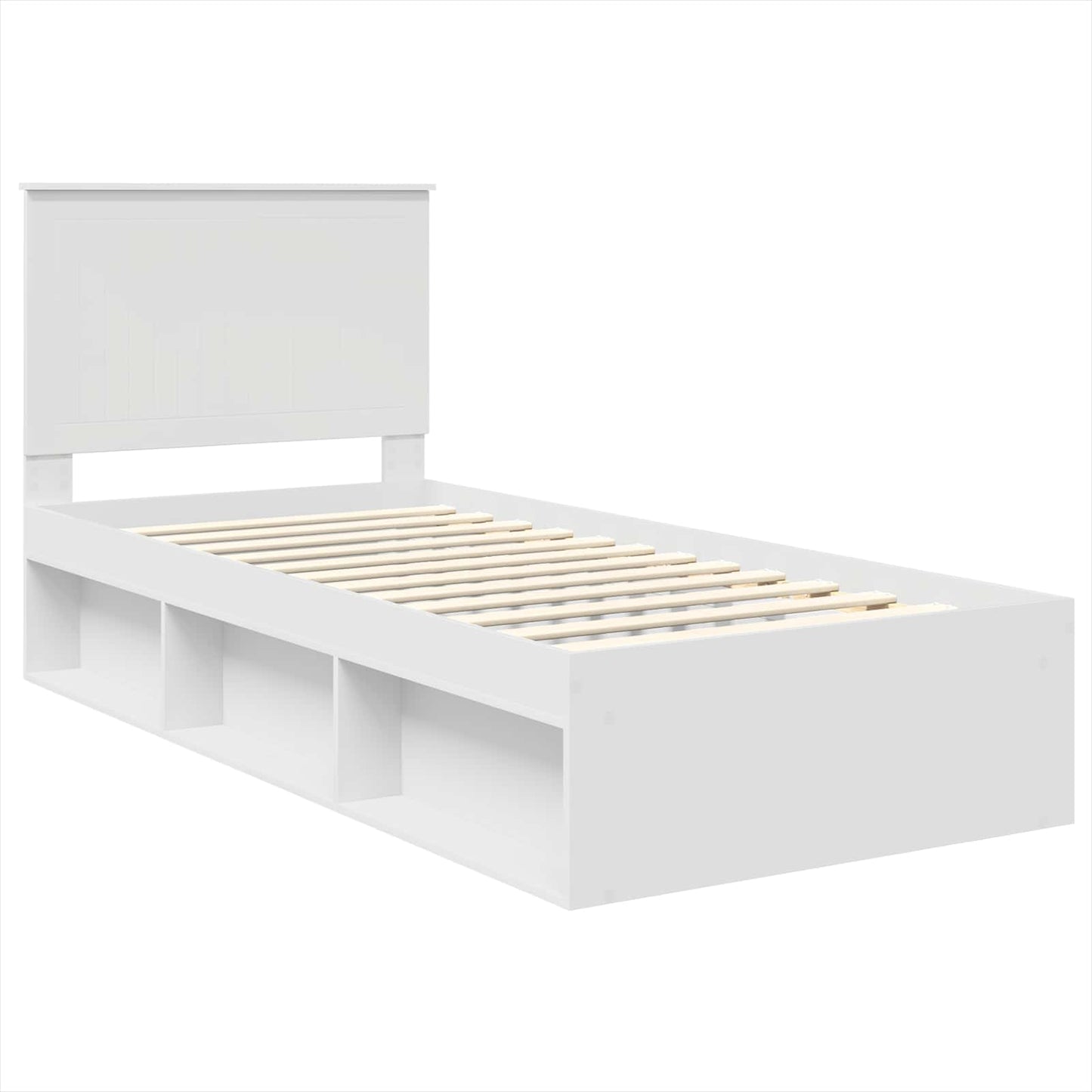 Bed Frame with Headboard White 90 x 190 cm Solid Pine Wood