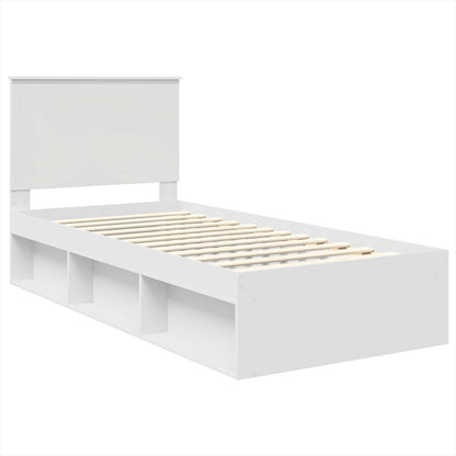 Bed Frame with Headboard White 90 x 190 cm Solid Pine Wood