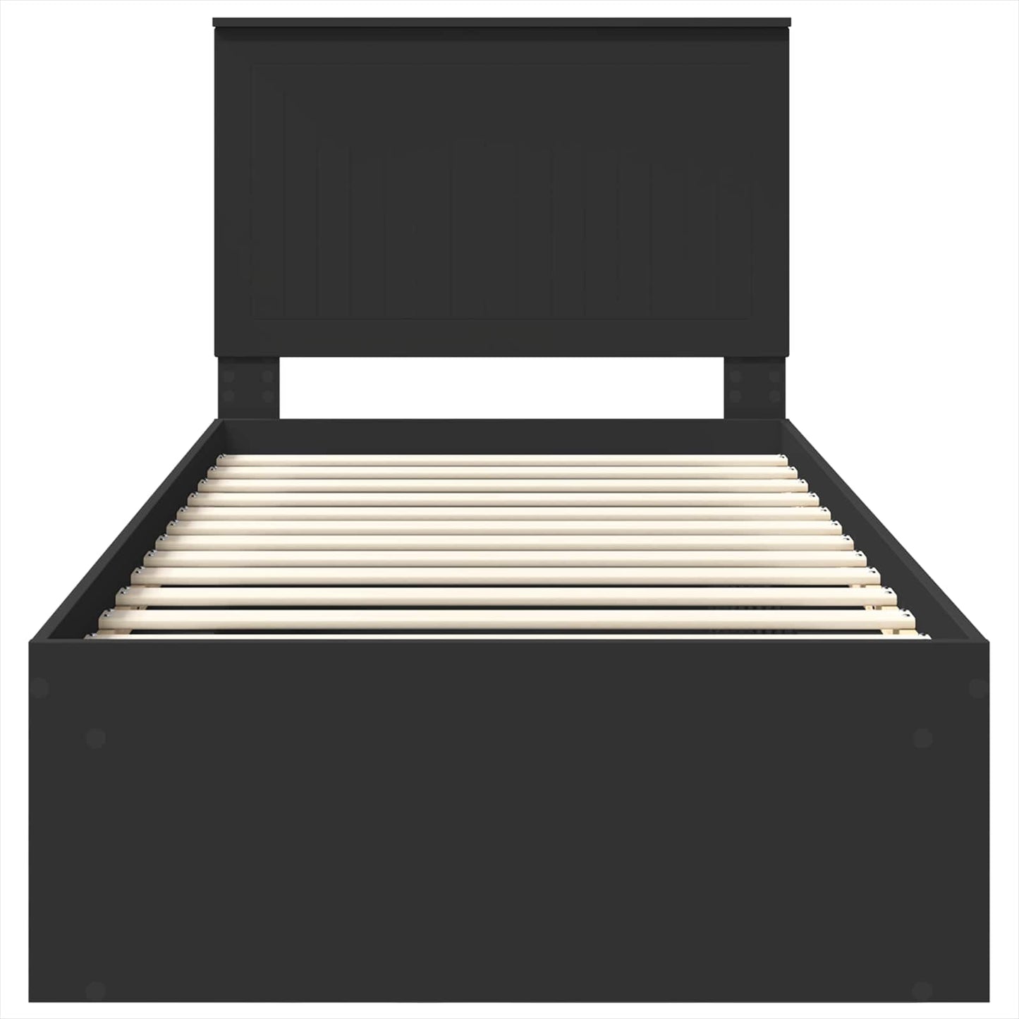 Bed Frame with Headboard Black 90 x 190 cm Solid Pine Wood