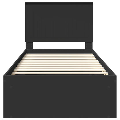 Bed Frame with Headboard Black 90 x 190 cm Solid Pine Wood