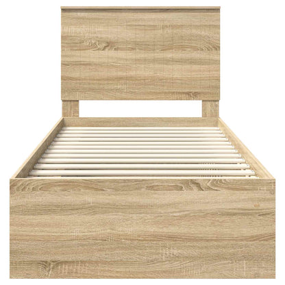 Bed Frame with Headboard Sonoma 90 x 190 cm Solid Pine Wood