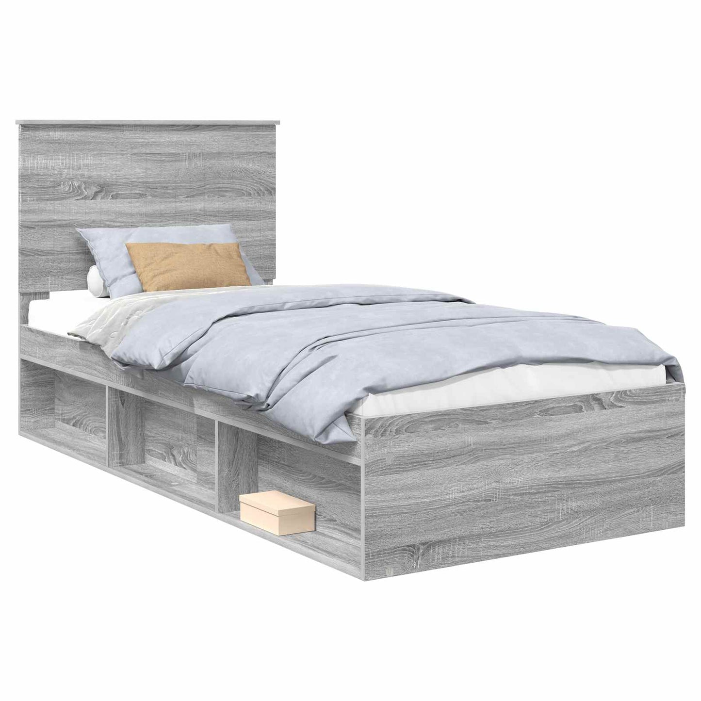 Bed Frame Grey Sonoma 90 x 190 cm Solid Pine Wood
