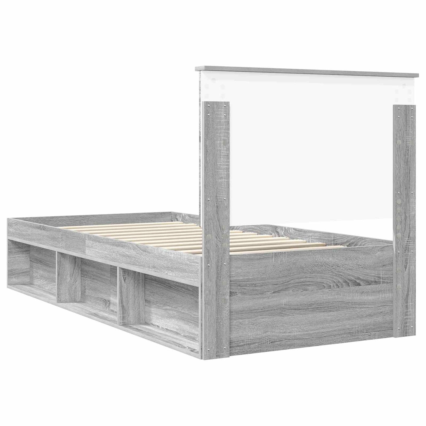 Bed Frame Grey Sonoma 90 x 190 cm Solid Pine Wood
