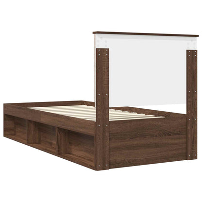Bed Frame with Headboard Brown Oak 90 x 190 cm Solid Pine Wood