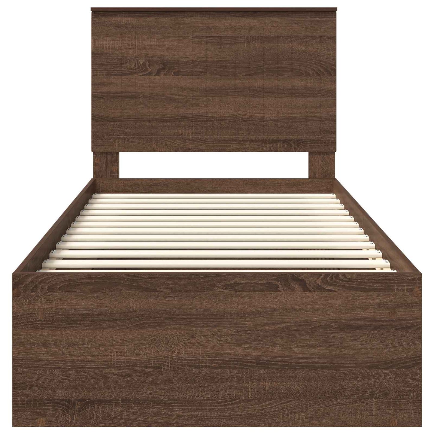 Bed Frame with Headboard Brown Oak 90 x 190 cm Solid Pine Wood