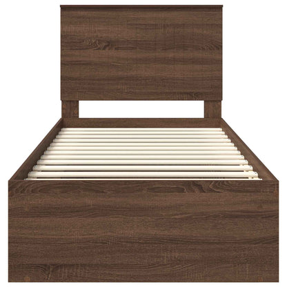 Bed Frame with Headboard Brown Oak 90 x 190 cm Solid Pine Wood
