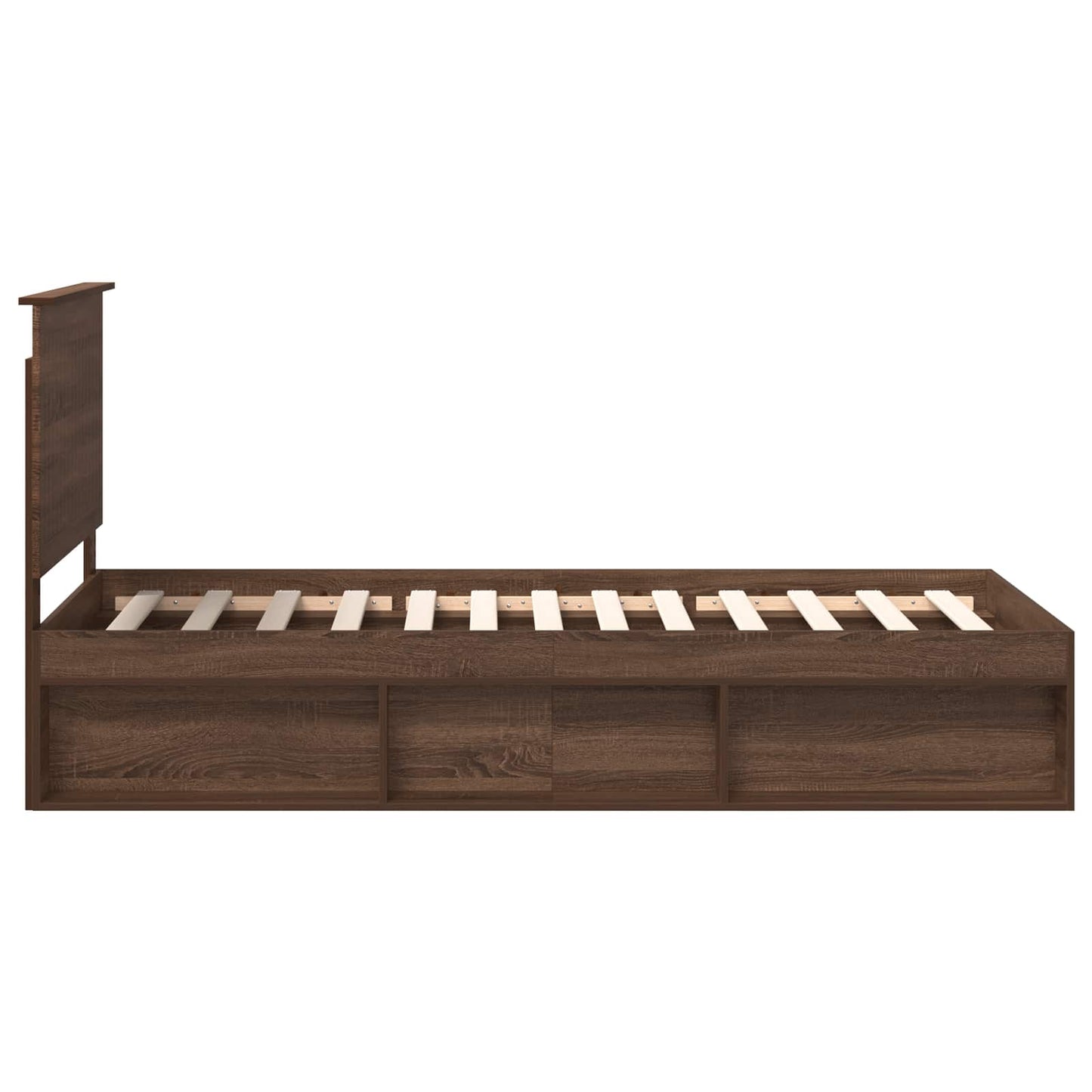 Bed Frame with Headboard Brown Oak 90 x 190 cm Solid Pine Wood