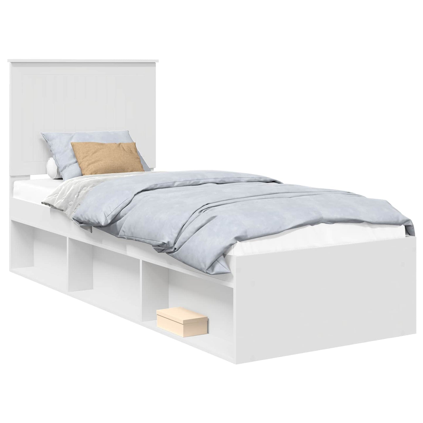 Bed Frame with Headboard White 75 x 190 cm Solid Pine Wood