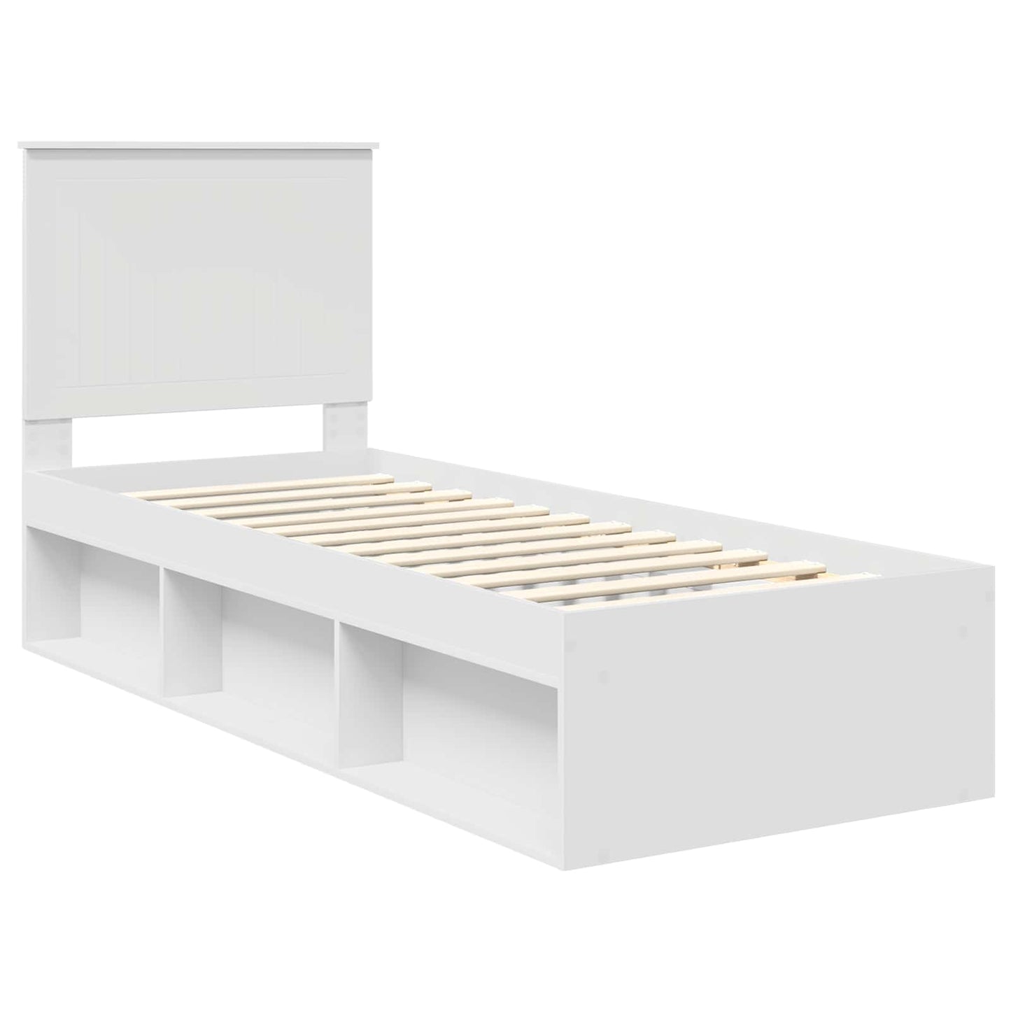 Bed Frame with Headboard White 75 x 190 cm Solid Pine Wood