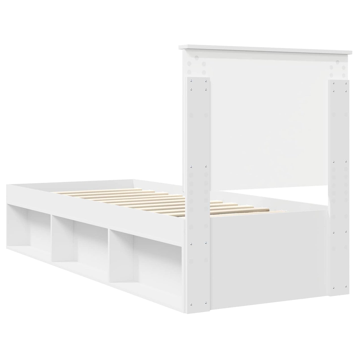 Bed Frame with Headboard White 75 x 190 cm Solid Pine Wood