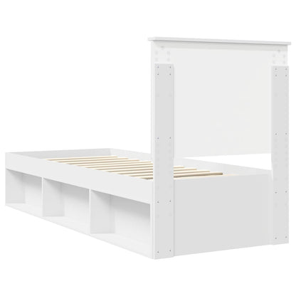 Bed Frame with Headboard White 75 x 190 cm Solid Pine Wood