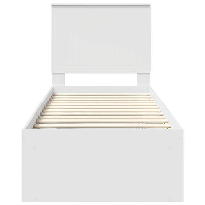 Bed Frame with Headboard White 75 x 190 cm Solid Pine Wood