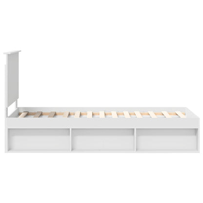 Bed Frame with Headboard White 75 x 190 cm Solid Pine Wood