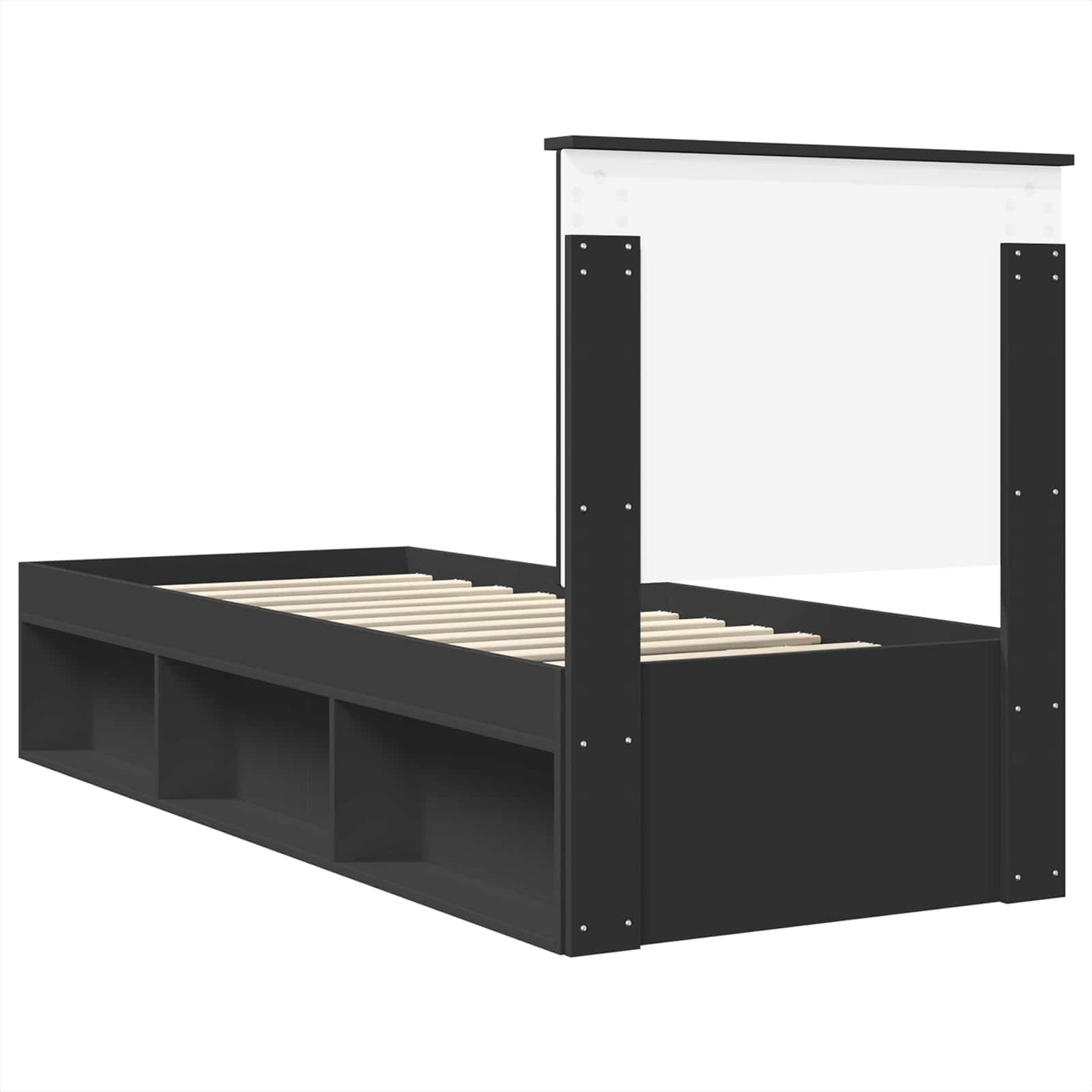 Bed Frame with Headboard Black 75 x 190 cm Solid Pine Wood
