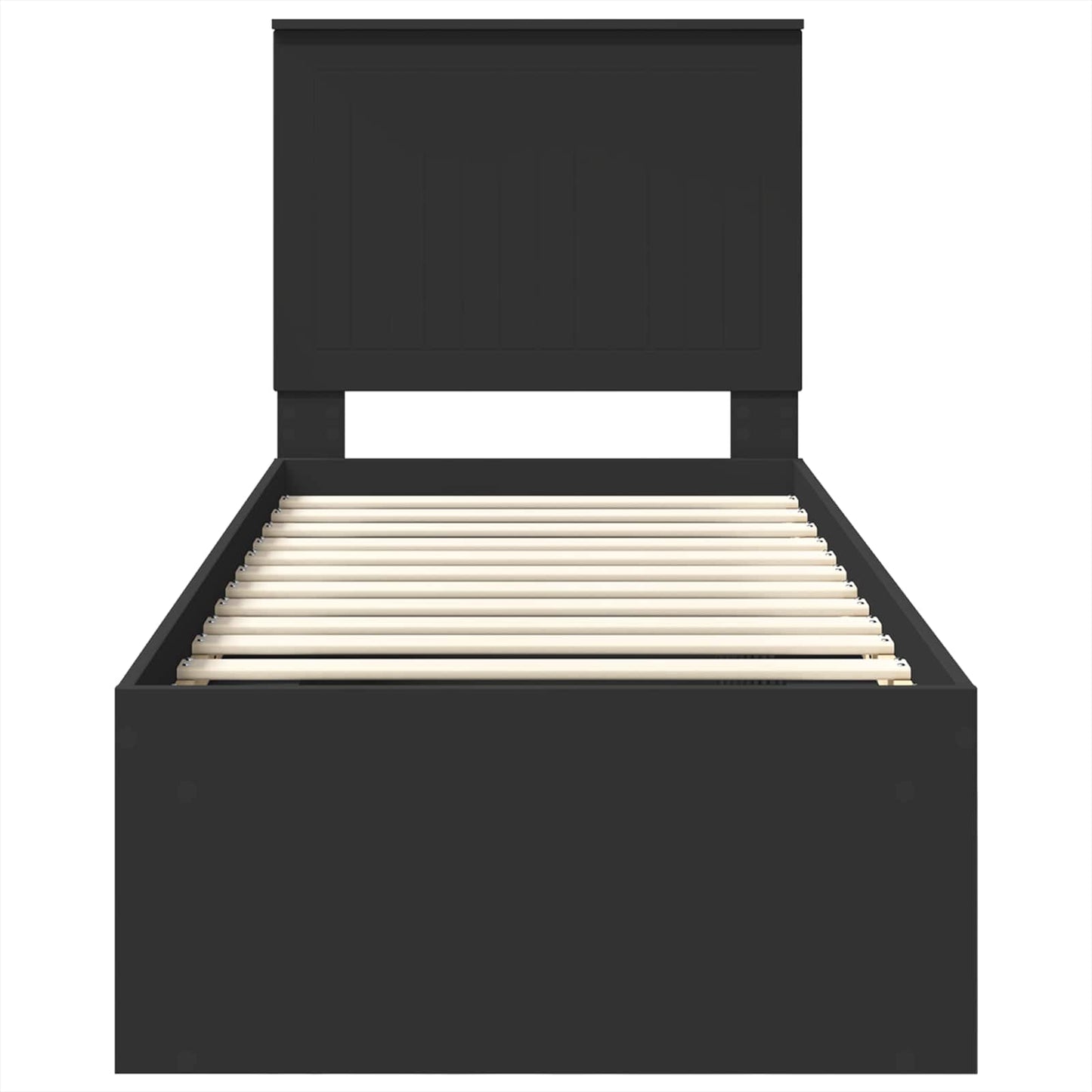 Bed Frame with Headboard Black 75 x 190 cm Solid Pine Wood