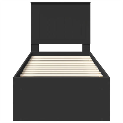Bed Frame with Headboard Black 75 x 190 cm Solid Pine Wood