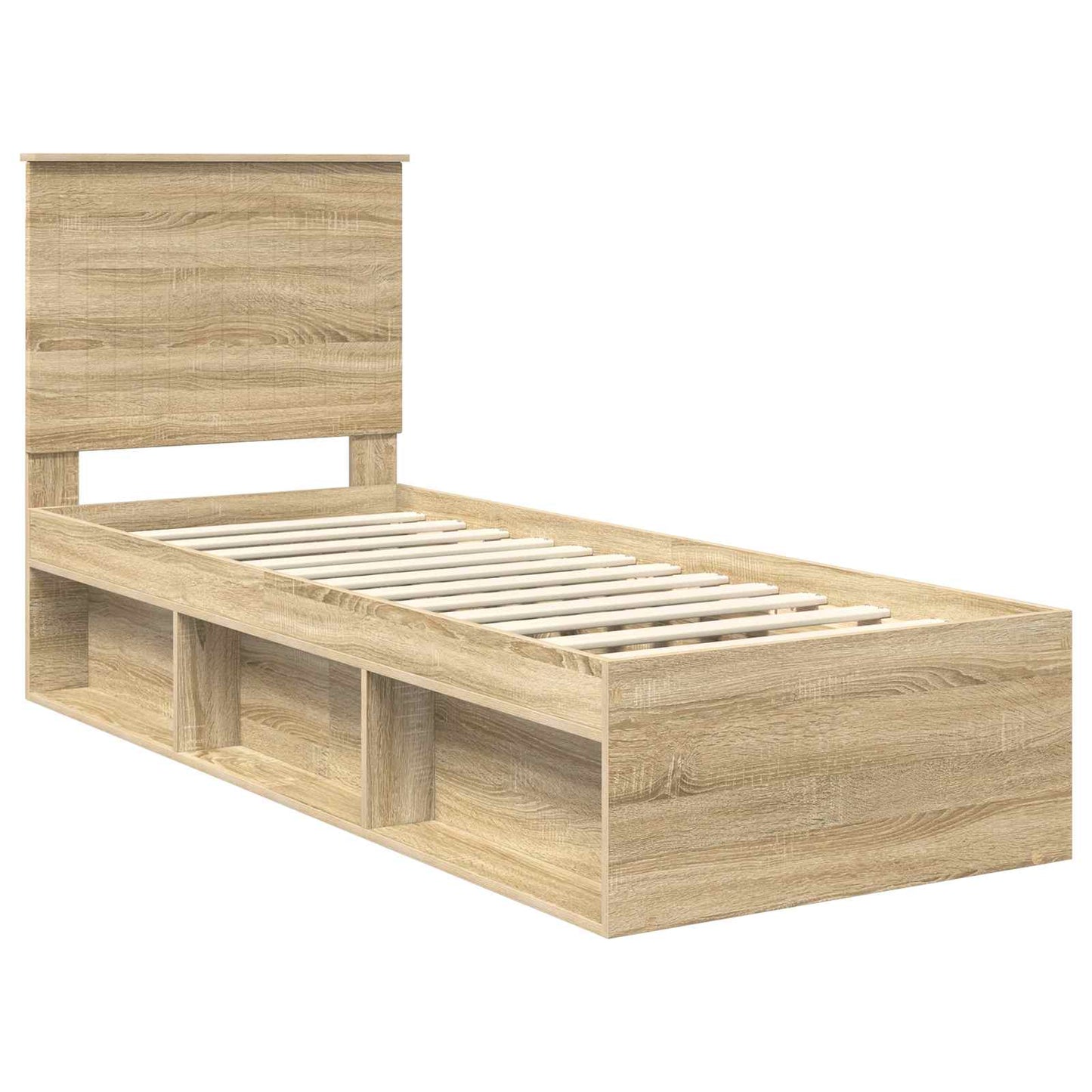 Bed Frame with Headboard Sonoma Oak 75 x 190 cm Solid Pine Wood